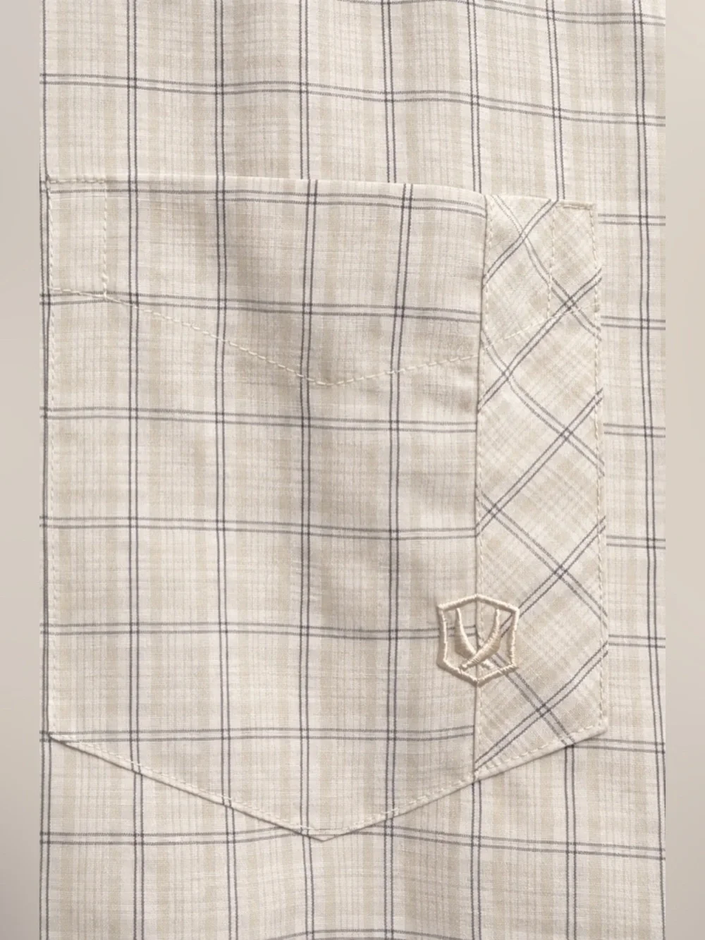 Redsand Plaid Button Up Shirt Mens Taupe Casual Coastal Short Sleeve- L - Picture 4 of 5